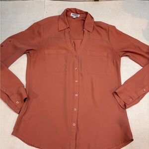 Express Terracotta Button-Down Shirt